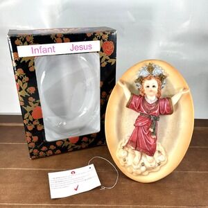 Suanti Galleries Resin Religious Figurine Infant Jesus Oval Wall Tableplate 7.5"